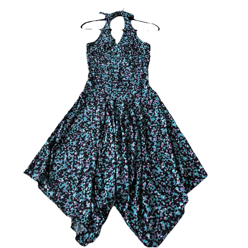 Vintage Y2K BCBG Maxazria Halter Midi Dress Handkerchief Hem Size Small
